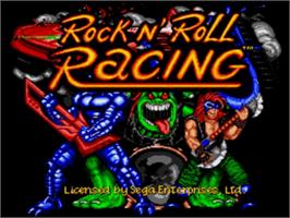 Title screen of Rock 'n Roll Racing on the Sega Nomad.