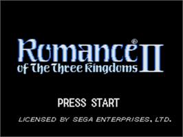Title screen of Sangokushi 2 on the Sega Nomad.