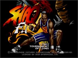Title screen of Shaq Fu on the Sega Nomad.