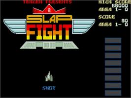 Title screen of Slap Fight Md on the Sega Nomad.