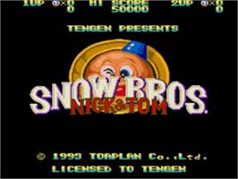 Title screen of Snow Bros. Nick & Tom on the Sega Nomad.