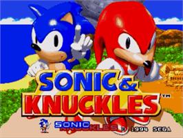 Title screen of Sonic And Knuckles on the Sega Nomad.