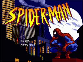 Title screen of Spider-Man on the Sega Nomad.