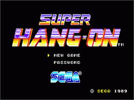 Title screen of Super Hang-on on the Sega Nomad.