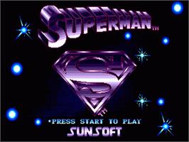 Title screen of Superman - The Man Of Steel on the Sega Nomad.