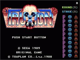 Title screen of Tatsujin on the Sega Nomad.