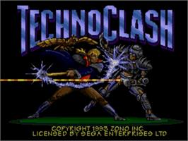 Title screen of Technoclash on the Sega Nomad.