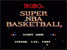 Title screen of Tecmo Super NBA Basketball on the Sega Nomad.