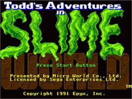 Title screen of Todd's Adventures In Slime World on the Sega Nomad.