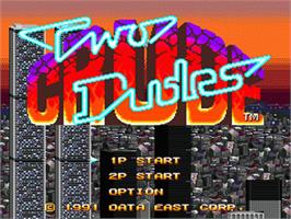 Title screen of Two Crude Dudes on the Sega Nomad.