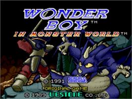 Title screen of Wonder Boy in Monster World on the Sega Nomad.