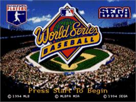 Title screen of World Series Baseball on the Sega Nomad.