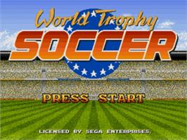 Title screen of World Trophy Soccer on the Sega Nomad.
