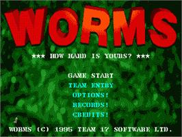 Title screen of Worms on the Sega Nomad.
