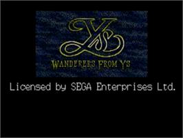 Title screen of Ys 3 - Wanderers From Ys on the Sega Nomad.