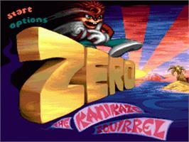 Title screen of Zero the Kamikaze Squirrel on the Sega Nomad.