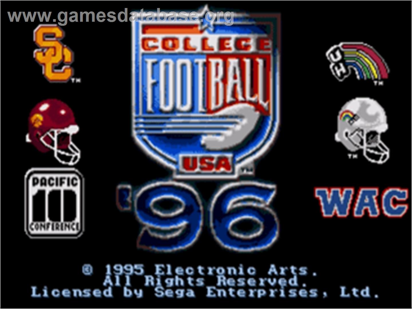 College Football USA 96 - Sega Nomad - Artwork - Title Screen