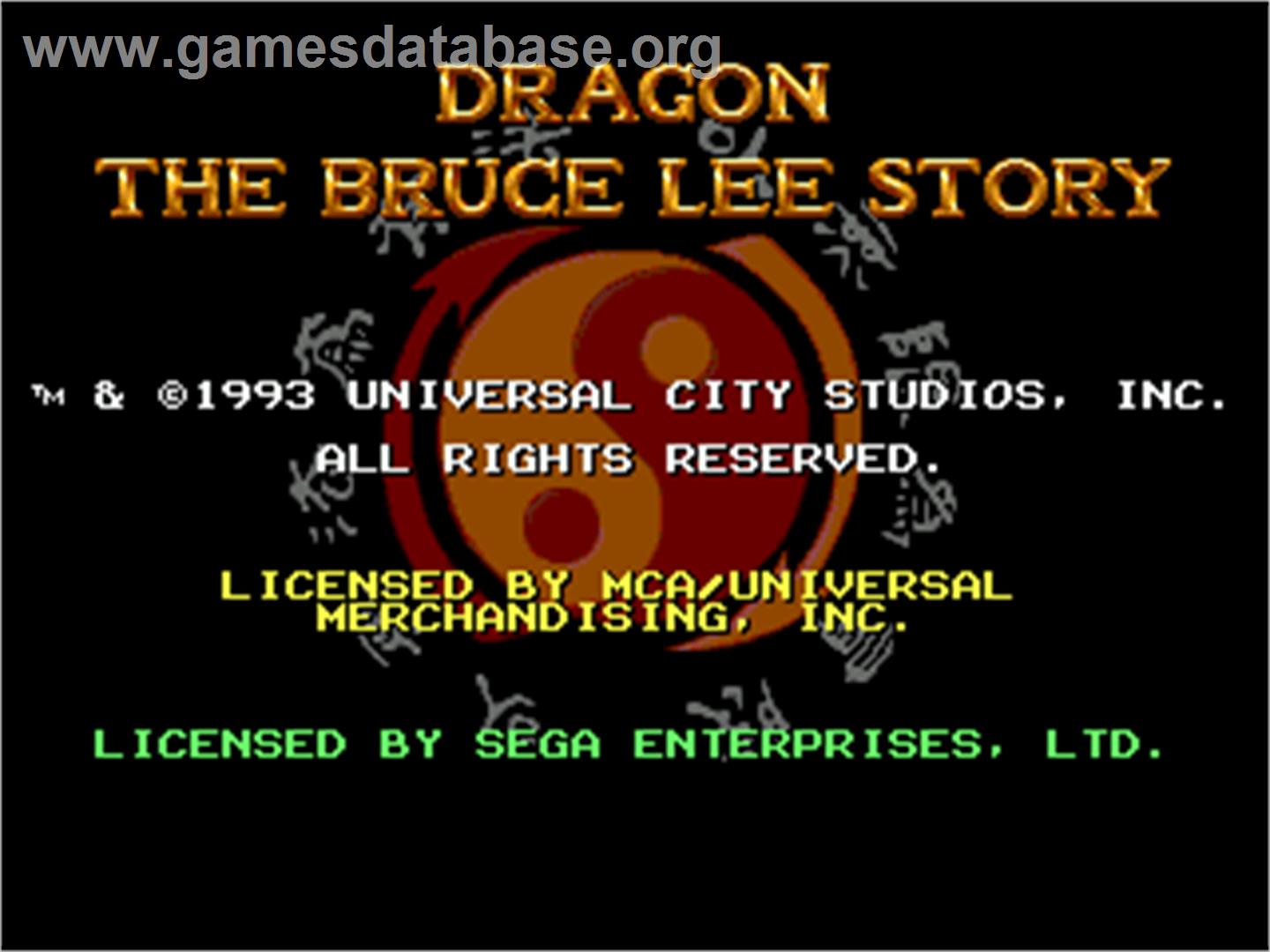 Dragon - The Bruce Lee Story - Sega Nomad - Artwork - Title Screen