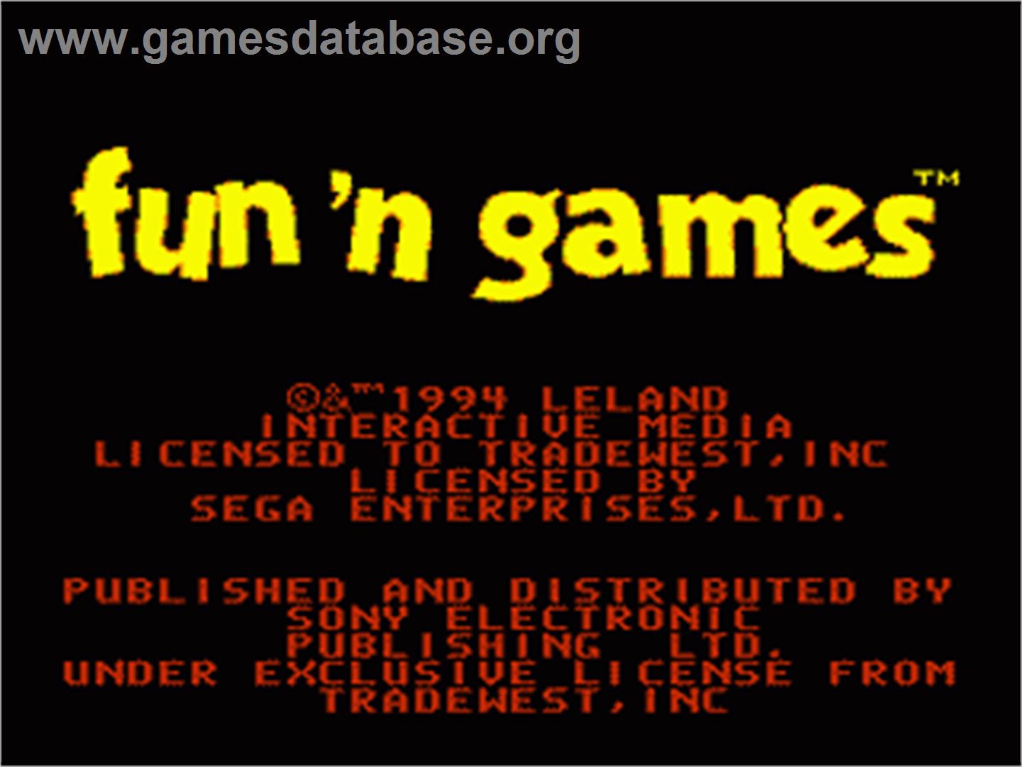 Fun 'n' Games - Sega Nomad - Artwork - Title Screen