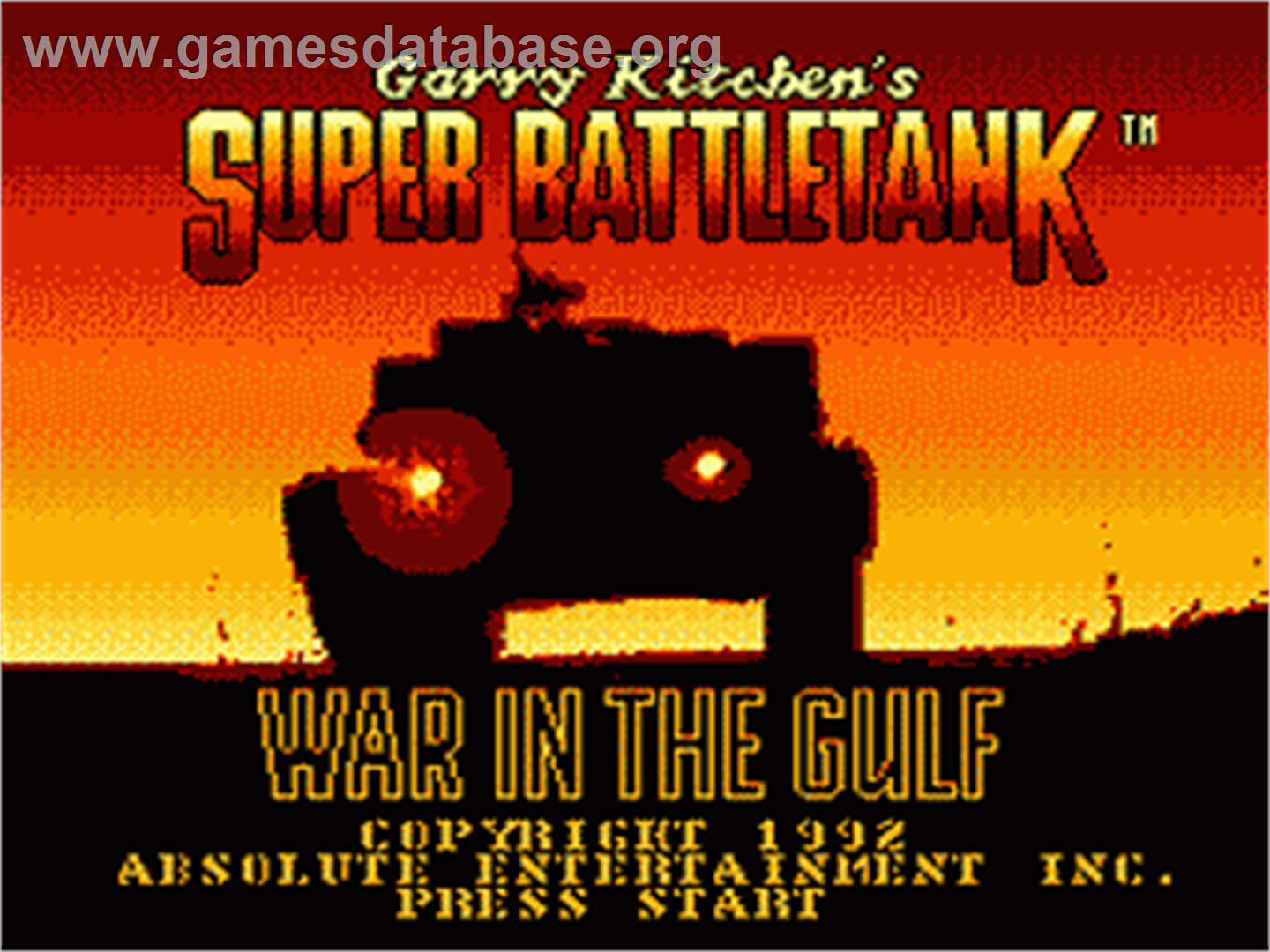 Garry Kitchen's Super Battletank - War In The Gulf - Sega Nomad - Artwork - Title Screen