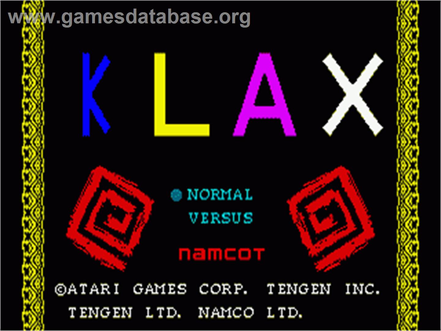 Klax - Sega Nomad - Artwork - Title Screen