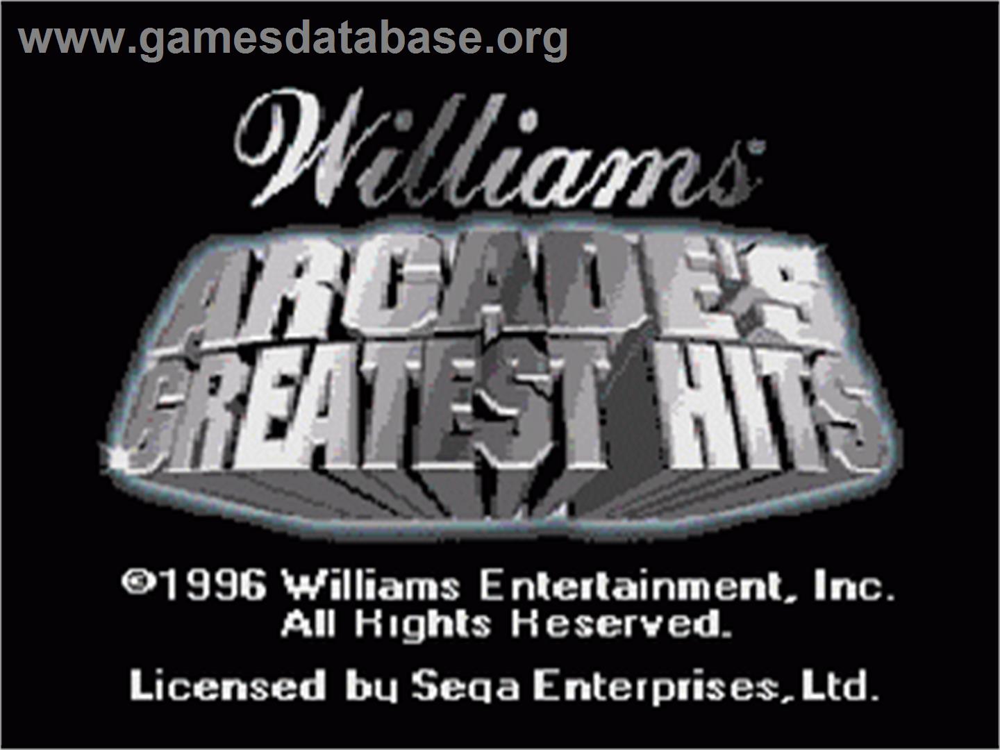 Midway Presents Arcade's Greatest Hits - Sega Nomad - Artwork - Title Screen