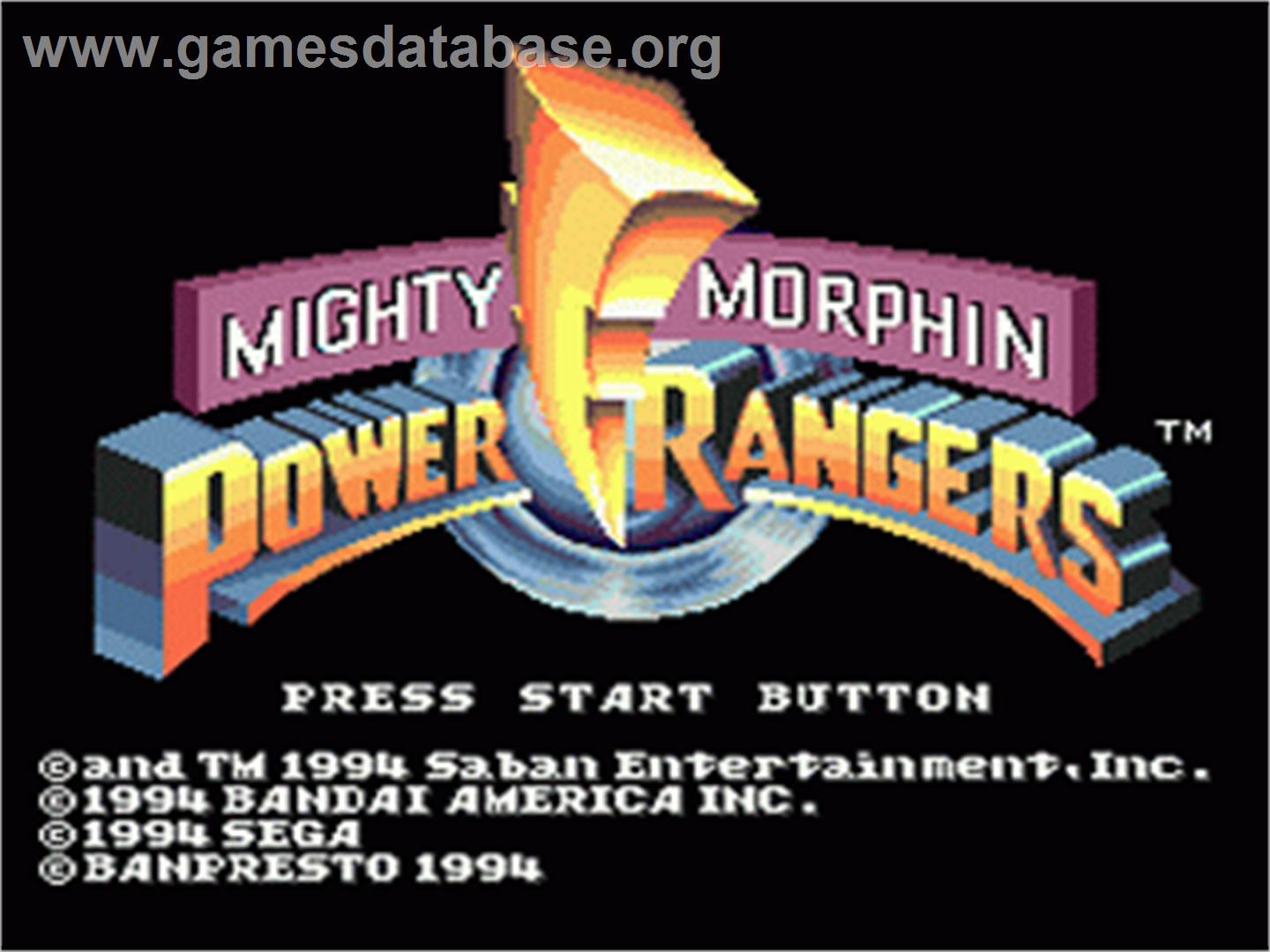 Mighty Morphin Power Rangers - Sega Nomad - Artwork - Title Screen