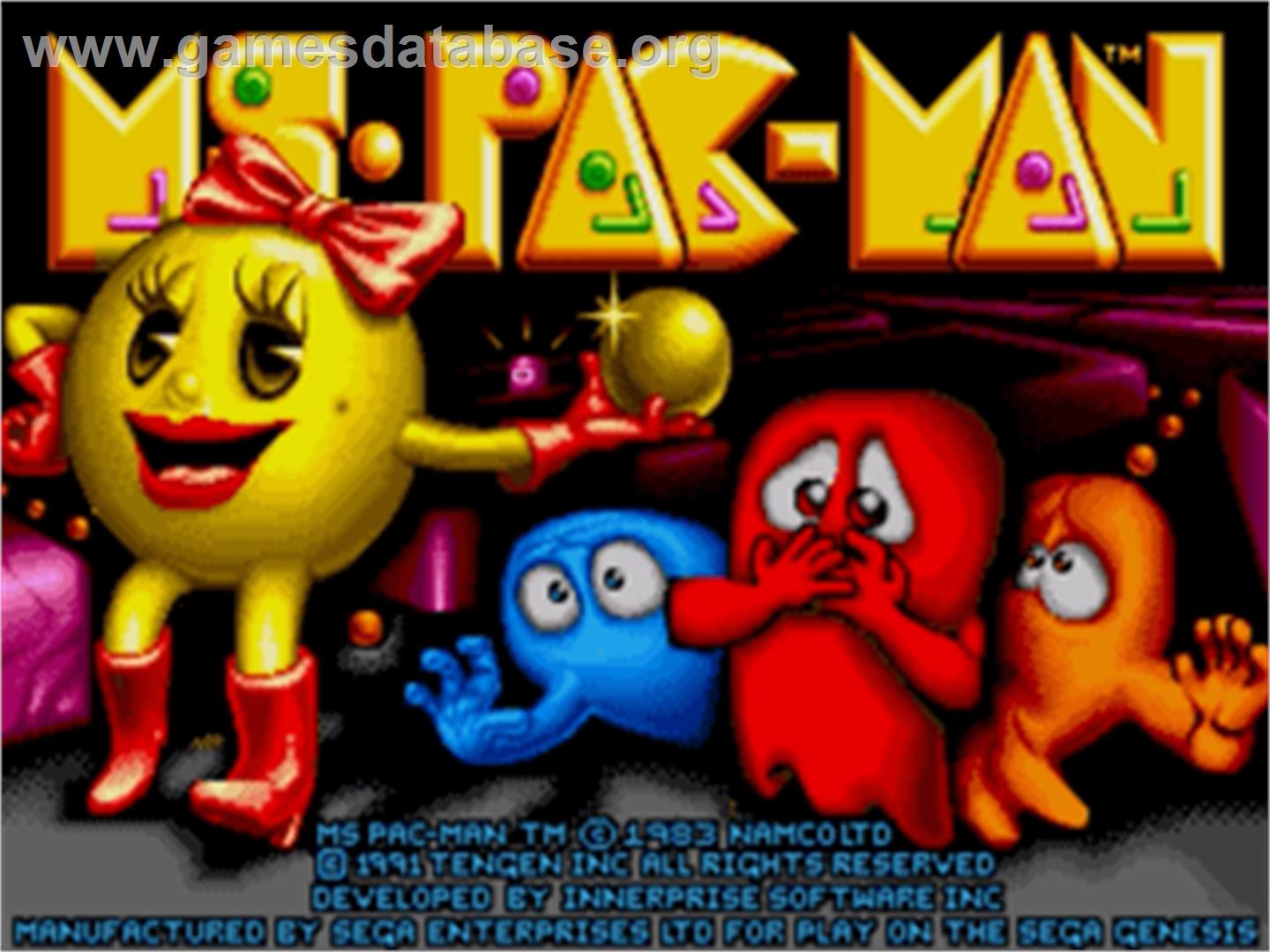 Ms. Pac-Man - Sega Nomad - Artwork - Title Screen