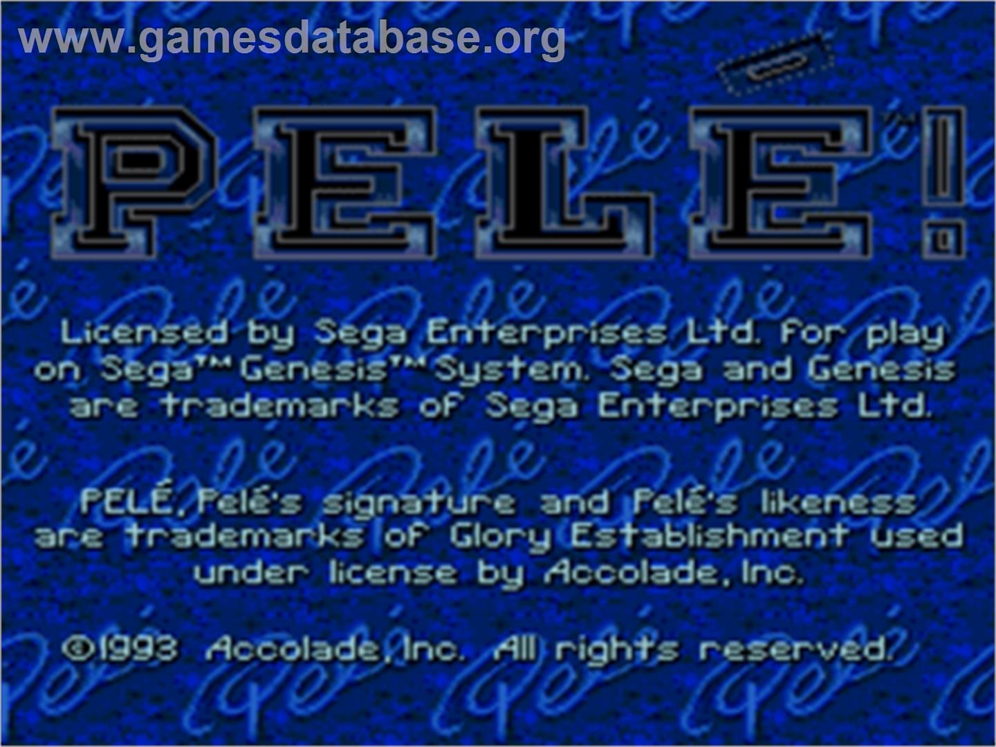 Pele! - Sega Nomad - Artwork - Title Screen