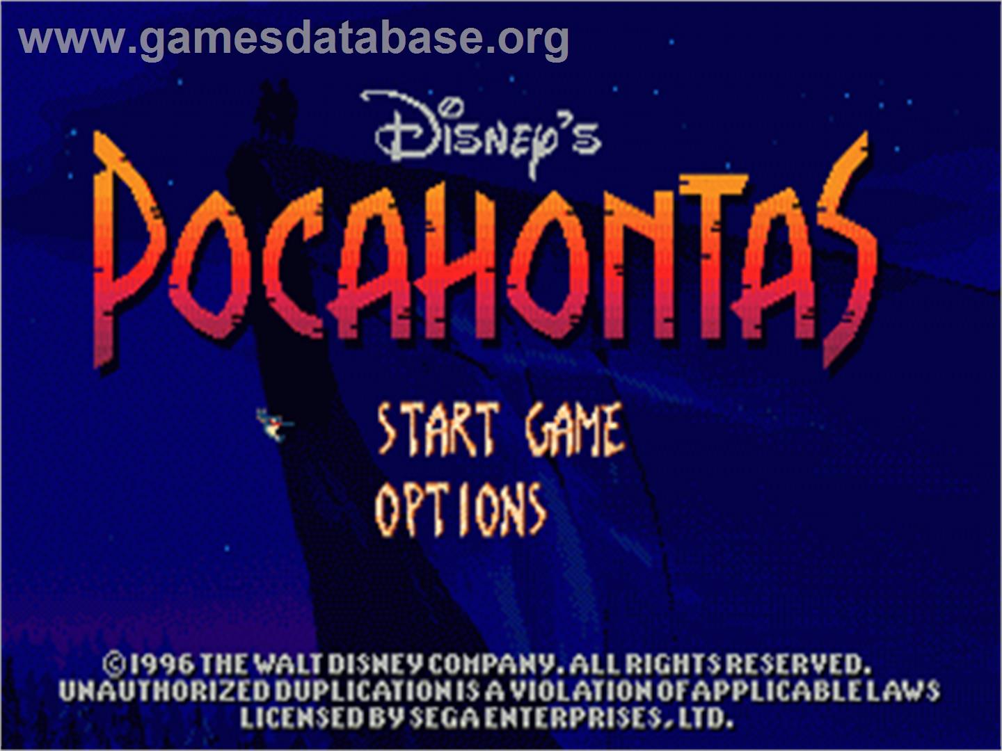 Pocahontas - Sega Nomad - Artwork - Title Screen