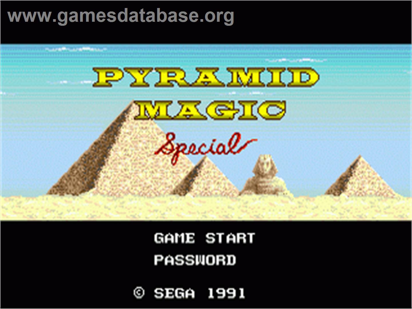 Pyramid Magic Special - Sega Nomad - Artwork - Title Screen