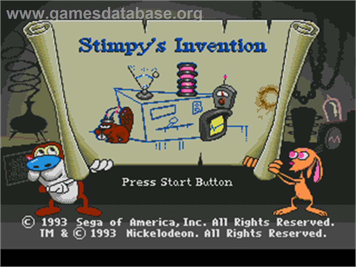 Ren And Stimpy Show Presents - Stimpy's Invention, The - Sega Nomad - Artwork - Title Screen