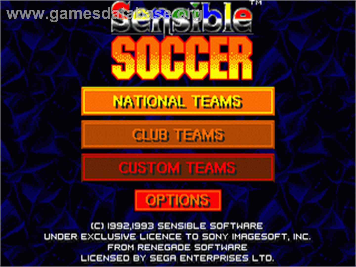 Sensible Soccer: European Champions: 92/93 Edition - Sega Nomad - Artwork - Title Screen