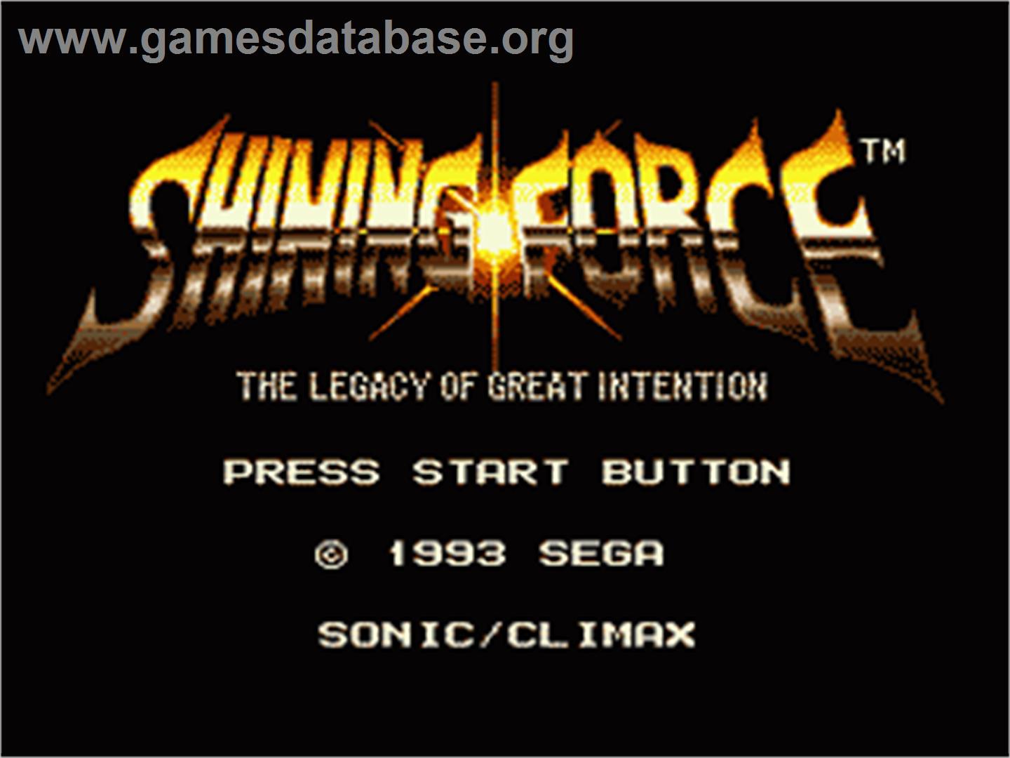 Shining Force: The Legacy of Great Intention - Sega Nomad - Artwork - Title Screen
