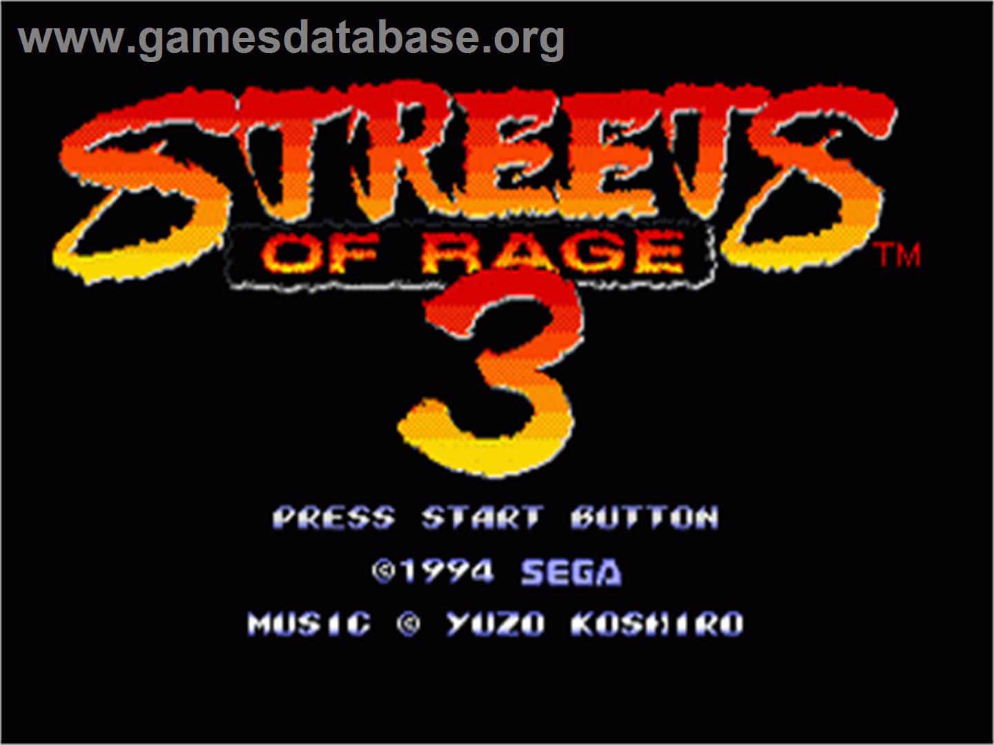 Streets of Rage 3 - Sega Nomad - Artwork - Title Screen