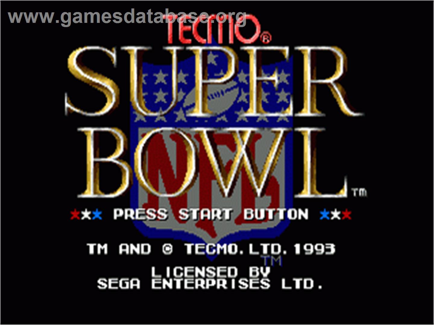 Tecmo Super Bowl - Sega Nomad - Artwork - Title Screen