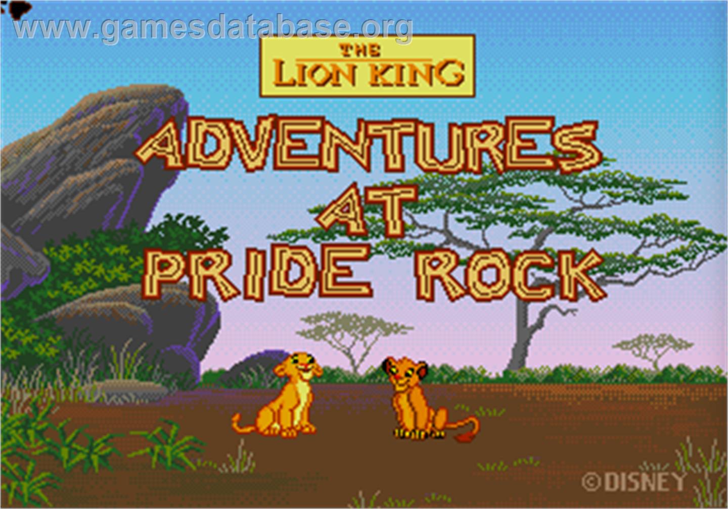 Lion King, The - Adventures at Pride Rock - Sega Pico - Artwork - Title Screen