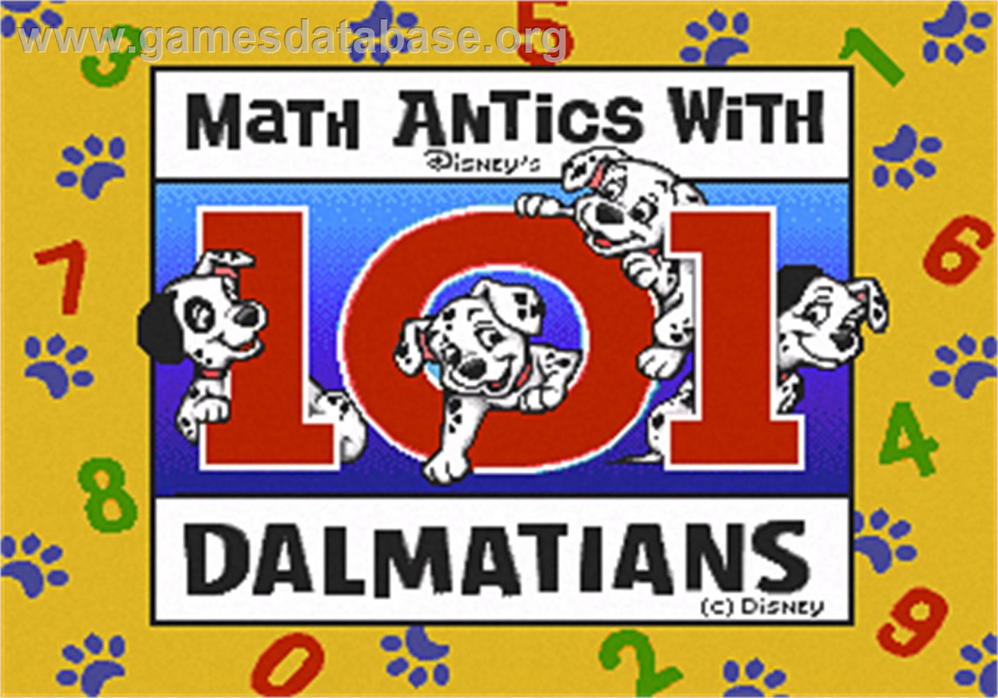 Math Antics with Disney's 101 Dalmatians - Sega Pico - Artwork - Title Screen