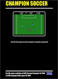 Box back cover for Champion Soccer on the Sega SG-1000.