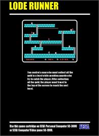 Box back cover for Lode Runner on the Sega SG-1000.