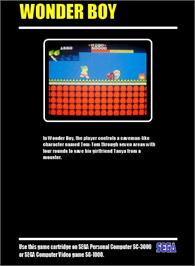 Box back cover for Wonder Boy on the Sega SG-1000.