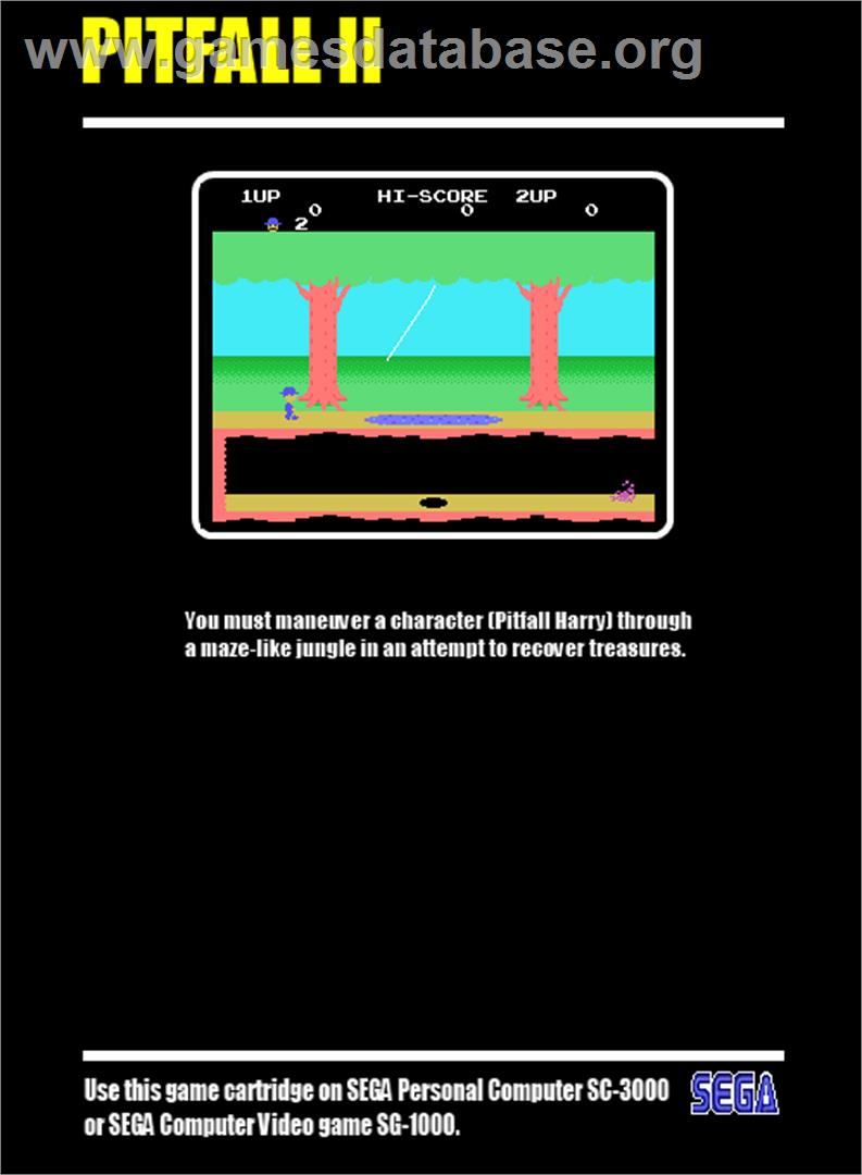 Pitfall II - Sega SG-1000 - Artwork - Box Back