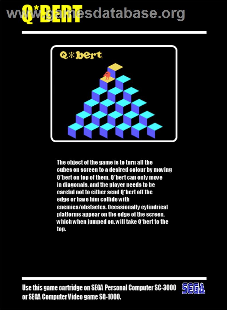 Q-bert - Sega SG-1000 - Artwork - Box Back