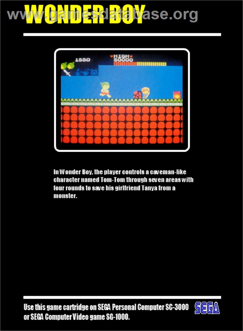 Wonder Boy - Sega SG-1000 - Artwork - Box Back