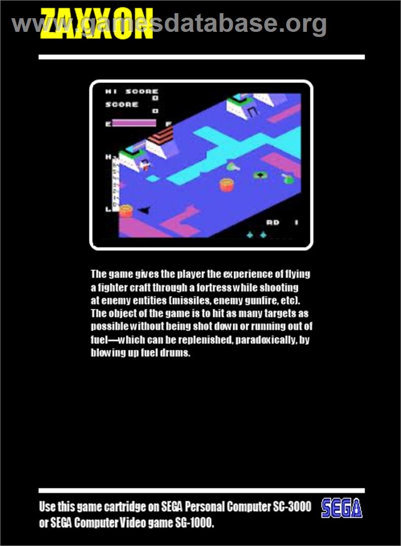 Zaxxon - Sega SG-1000 - Artwork - Box Back
