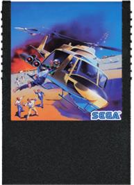 Cartridge artwork for Choplifter on the Sega SG-1000.