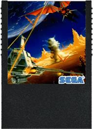 Cartridge artwork for Exerion on the Sega SG-1000.