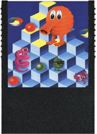 Cartridge artwork for Q-bert on the Sega SG-1000.