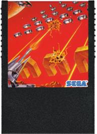 Cartridge artwork for Space Invaders on the Sega SG-1000.