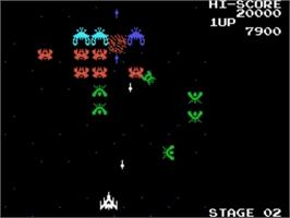 In game image of Galaga on the Sega SG-1000.